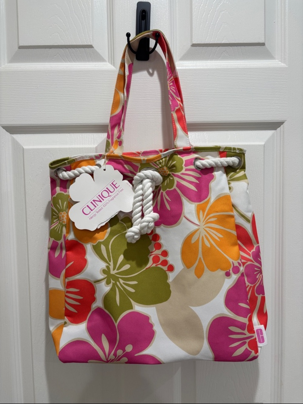 Clinique Floral Canvas Tote Bag